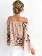 Load image into Gallery viewer, Pretty Floral Off Shoulder Trumpet Sleeve Bohemia Blouse Shirt Tops