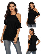 Load image into Gallery viewer, Hot Selling Solid Color Short Sleeve Spring and Summer New T-shirt Off Shoulder Top Women's 6 Colors Choice