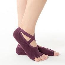 Load image into Gallery viewer, Yoga socks silicone non-slip five-finger socks professional female trampoline sports fitness Pilates beginner yoga socks female