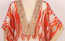 Load image into Gallery viewer, Retro Printed Bat Sleeve V-neck Holiday Bohemian Loose Dress