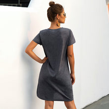 Load image into Gallery viewer, Summer's New Short-sleeved V-neck Hem Knotted Open Fork Loose Casual Skirt