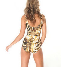 Load image into Gallery viewer, Printed Gold Egyptian Pharaoh Photo Sexy One-piece Swimsuit