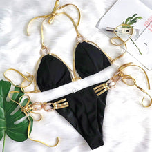 Load image into Gallery viewer, New Golden Strapless Sexy Backless Bikini