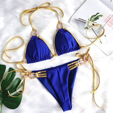 Load image into Gallery viewer, New Golden Strapless Sexy Backless Bikini