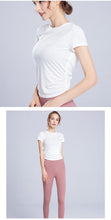 Load image into Gallery viewer, Solid Color Women's Gym Pink Black White Yoga Crop Top Yoga Shirt Sexy Back Hollow Short Sleeve Sports T-shirt Fitness Quick-Dry Yoga Clothes Top