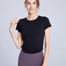 Load image into Gallery viewer, Solid Color Women's Gym Pink Black White Yoga Crop Top Yoga Shirt Sexy Back Hollow Short Sleeve Sports T-shirt Fitness Quick-Dry Yoga Clothes Top