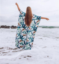 Load image into Gallery viewer, New White Background Leaf Print Beach Loose Seaside Cover up