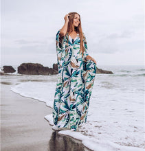 Load image into Gallery viewer, New White Background Leaf Print Beach Loose Seaside Cover up