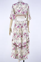 Load image into Gallery viewer, Bohemian Deep V Collar Tie with Back-to-back Retro Prints Irregular Hem Dress