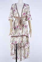Load image into Gallery viewer, Bohemian deep V collar tie with back-to-back retro-printed large irregular dress
