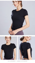 Load image into Gallery viewer, Solid Color Women's Gym Pink Black White Yoga Crop Top Yoga Shirt Sexy Back Hollow Short Sleeve Sports T-shirt Fitness Quick-Dry Yoga Clothes Top