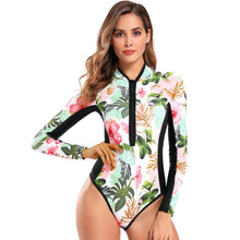 Load image into Gallery viewer, One Piece Wetsuit Swimsuit Women's Sexy Sport Long Sleeve Printed Surf Swimsuit Monokini