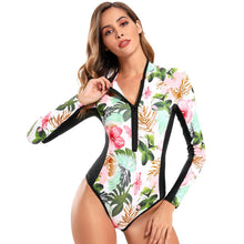 Load image into Gallery viewer, One Piece Wetsuit Swimsuit Women's Sexy Sport Long Sleeve Printed Surf Swimsuit Monokini