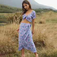 Load image into Gallery viewer, Bohemian Women's Irregular Half Skirt Umbilical Top Two Sets