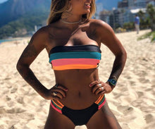 Load image into Gallery viewer, New European and American Women's Fashion Split Bikini Stitching Striped swimsuit