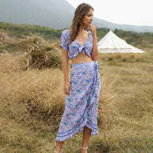 Load image into Gallery viewer, Bohemian Women's Irregular Half Skirt Umbilical Top Two Sets