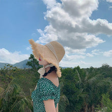 Load image into Gallery viewer, Handmade Hat Women Summer Small Fresh Fold Woven Straw Hat Beach Big Brim Sunscreen Sun Hat
