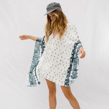 Load image into Gallery viewer, Bat Sleeve Long Sleeve Stitching Loose V-neck Summer Jacket Printed Women's Sunscreen Blouse