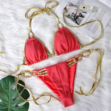 Load image into Gallery viewer, New Golden Strapless Sexy Backless Bikini