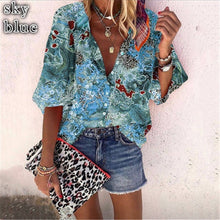 Load image into Gallery viewer, New Style Multicolor Printed Casual Women's Shirt With 9-point Sleeves