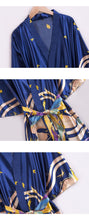 Load image into Gallery viewer, Ice silk pajamas women's summer silk nightgown bathrobe morning gowns large printed household clothes women's summer thin