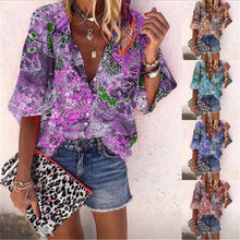 Load image into Gallery viewer, New Style Multicolor Printed Casual Women's Shirt With 9-point Sleeves