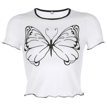 Load image into Gallery viewer, Spring and Summer Simple Joker A Big Butterfly Printed Short Sleeve Top