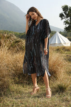 Load image into Gallery viewer, Summer Women's Beach Sun Protection Bikini Blouse Printed V-neck Bat Sleeve Dress