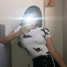Load image into Gallery viewer, Women Tshirts Pleated Drawstring Streetwear Short Sleeve Crop Tops Casual Basic Shirts Summer T-Shirt