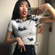 Load image into Gallery viewer, Women Tshirts Pleated Drawstring Streetwear Short Sleeve Crop Tops Casual Basic Shirts Summer T-Shirt