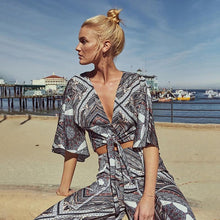 Load image into Gallery viewer, Vintage Summer Crushed Floral BowSc Jumpsuit