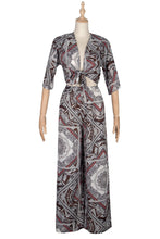 Load image into Gallery viewer, Vintage Summer Crushed Floral BowSc Jumpsuit