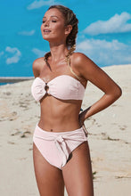 Load image into Gallery viewer, Summer Bikini Strapless Striped High Waist Split Swimsuit