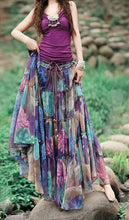 Load image into Gallery viewer, Bohemian Floral Printed Mid-Calf Pleated Chiffon Skirt