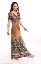 Load image into Gallery viewer, Bohemian Slim Short Sleeved Tuxedo Resort Beach Skirt Print Dress