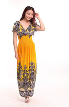 Load image into Gallery viewer, Bohemian Slim Short Sleeved Tuxedo Resort Beach Skirt Print Dress