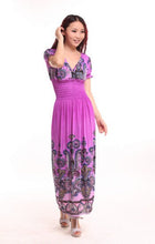 Load image into Gallery viewer, Bohemian Slim Short Sleeved Tuxedo Resort Beach Skirt Print Dress