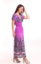 Load image into Gallery viewer, Bohemian Slim Short Sleeved Tuxedo Resort Beach Skirt Print Dress