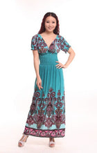 Load image into Gallery viewer, Bohemian Slim Short Sleeved Tuxedo Resort Beach Skirt Print Dress