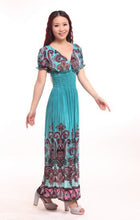 Load image into Gallery viewer, Bohemian Slim Short Sleeved Tuxedo Resort Beach Skirt Print Dress