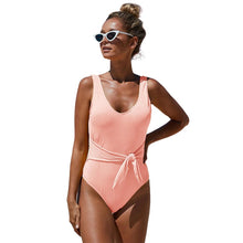 Load image into Gallery viewer, Fashionable Summer One-piece Swimsuit Solid Color Knitted Triangle Swimsuit