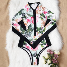 Load image into Gallery viewer, One Piece Wetsuit Swimsuit Women's Sexy Sport Long Sleeve Printed Surf Swimsuit Monokini