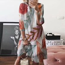 Load image into Gallery viewer, Vintage Print O Neck Digital Print Multicolor Dress