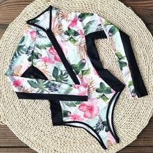 Load image into Gallery viewer, One Piece Wetsuit Swimsuit Women's Sexy Sport Long Sleeve Printed Surf Swimsuit Monokini