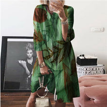 Load image into Gallery viewer, Vintage Print O Neck Digital Print Multicolor Dress