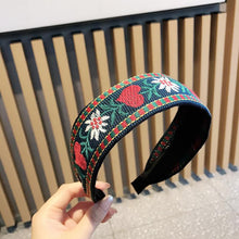 Load image into Gallery viewer, Ethnic Style Retro Embroidery Flowers Small Fresh and Wide-sided Headband