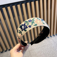 Load image into Gallery viewer, Ethnic Style Retro Embroidery Flowers Small Fresh and Wide-sided Headband