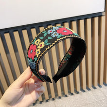 Load image into Gallery viewer, Ethnic Style Retro Embroidery Flowers Small Fresh and Wide-sided Headband