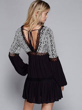 Load image into Gallery viewer, Pretty Sexy High Waisted Hollow Long Sleeve Deep V Neck Off-Back Mini Dress