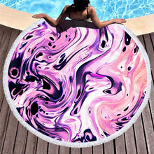 Load image into Gallery viewer, Big Round Beach Towel Colorful Quicksand Print Shower Bath Towels Beach Mat